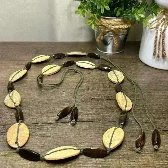 Coconut Shell and Stone Boho Art Hippie Style Belt / Necklace - Picture 1 of 3